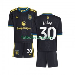 Tercera Equipación del Manchester United Benjamin Sesko 30 2025-2026 Manga Corta para Niño (Camiseta y pantalón)