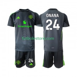 Segunda Equipación del Manchester United Portero Andre Onana 24 2025-2026 Manga Corta para Niño (Camiseta y pantalón)