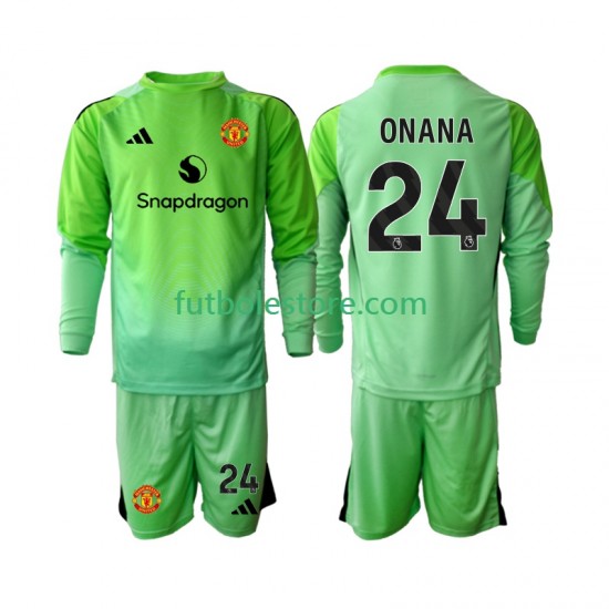 Cuarta Equipación del Manchester United Portero Andre Onana 24 2025-2026 ML para Niño (Camiseta y pantalón)