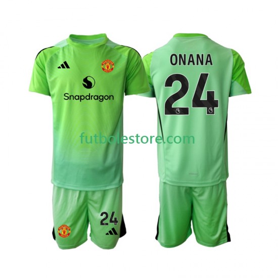 Cuarta Equipación del Manchester United Portero Andre Onana 24 2025-2026 Manga Corta para Niño (Camiseta y pantalón)