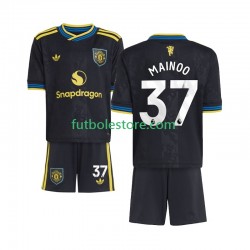 Tercera Equipación del Manchester United Kobbie Mainoo 37 2025-2026 Manga Corta para Niño (Camiseta y pantalón)