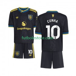 Tercera Equipación del Manchester United Matheus Cunha 10 2025-2026 Manga Corta para Niño (Camiseta y pantalón)