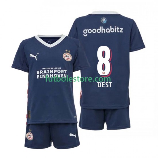 Segunda Equipación del PSV Eindhoven Sergino Dest 8 2025-2026 Manga Corta para Niño (Camiseta y pantalón)