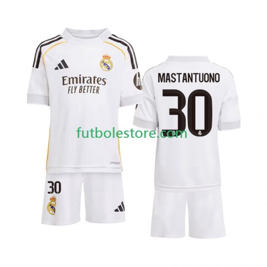 Primera Equipación del Real Madrid Mastantuono 30 2025-2026 Manga Corta para Niño (Camiseta y pantalón) Primera Equipación del Real Madrid Mastantuono 30 2025-2026 Manga Corta para Niño (Camiseta y pantalón)