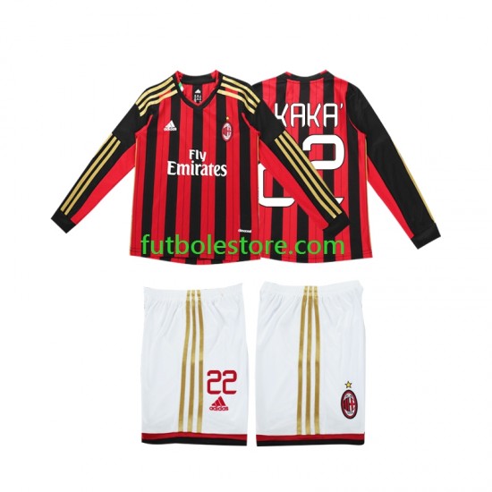 Primera Equipación del AC Milan Kaka 22 Retro 2013 2014 ML para Niño (Camiseta y pantalón)