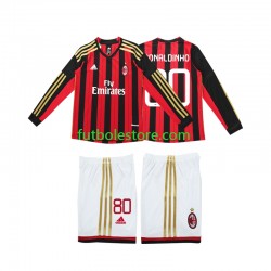 Primera Equipación del AC Milan RONALDINHO 80 Retro 2013 2014 ML para Niño (Camiseta y pantalón)