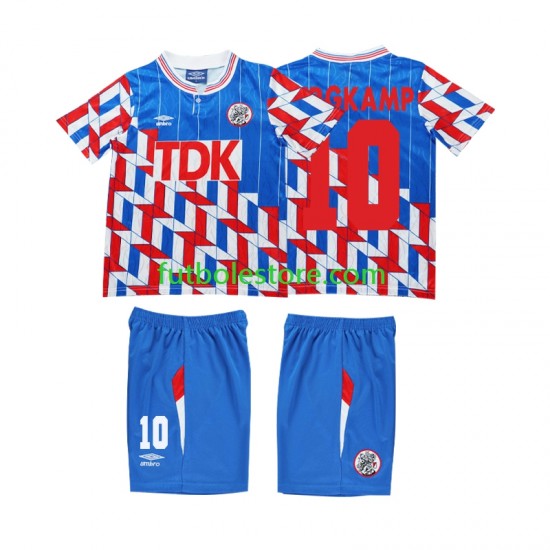 Segunda Equipación del AFC Ajax BERGKAMP 10 Retro 1989 1990 ML para Niño (Camiseta y pantalón)