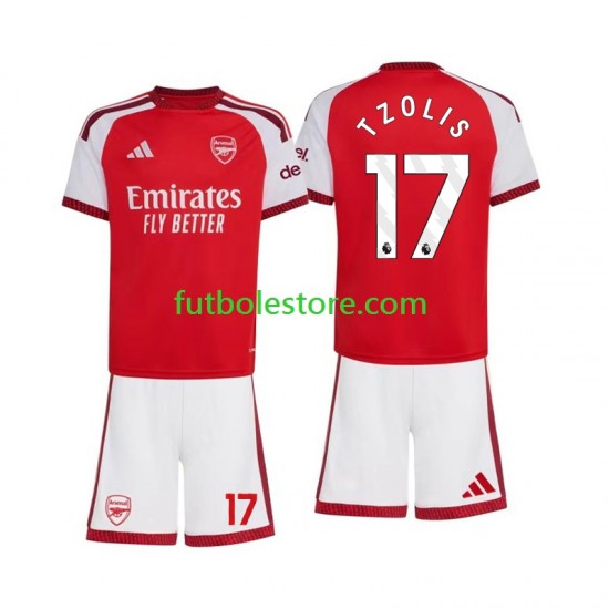 Primera Equipación del Arsenal Christos Tzolis 17 2026-2027 Manga Corta para Niño (Camiseta y pantalón)