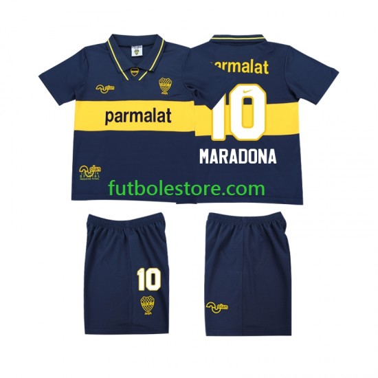Primera Equipación del CA Boca Juniors MARADONA 10 Retro 1993 1995 Manga Corta para Niño (Camiseta y pantalón)