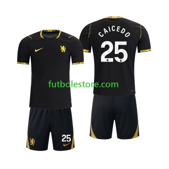 Segunda Equipación del Chelsea Moises Caicedo 25 2026-2027 Manga Corta para Niño (Camiseta y pantalón)