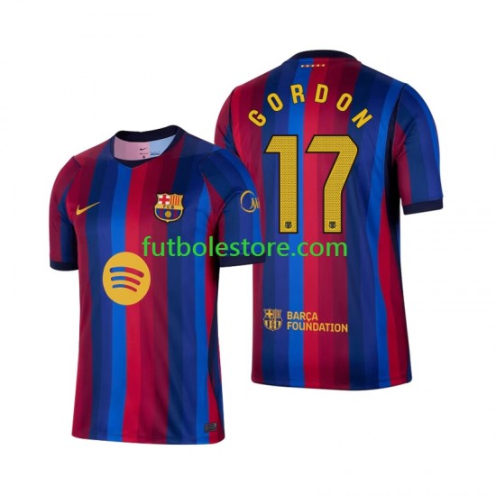 Primera Equipación del FC Barcelona Anthony Gordon 17 2026-2027 Manga Corta para Hombre