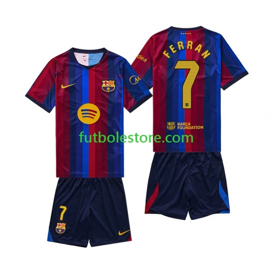 Primera Equipación del FC Barcelona Ferran Torres 7 2026-2027 Manga Corta para Niño (Camiseta y pantalón)