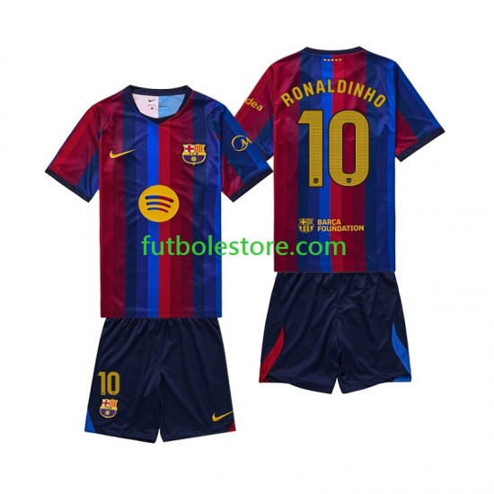 Primera Equipación del FC Barcelona RONALDINHO 10 2026-2027 Manga Corta para Niño (Camiseta y pantalón)