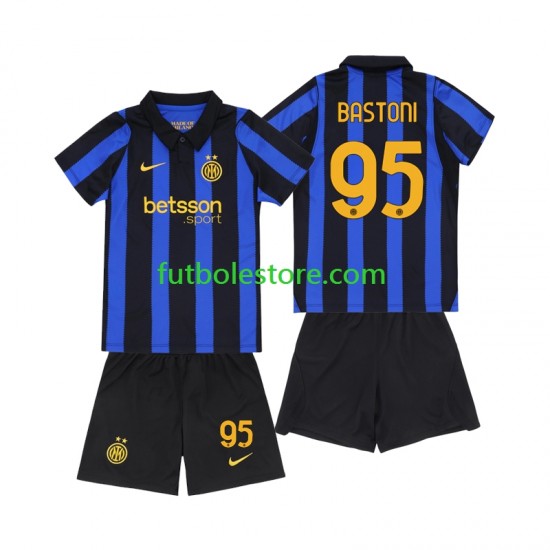 Primera Equipación del Inter Milan Alessandro Bastoni 95 2026-2027 Manga Corta para Niño (Camiseta y pantalón)