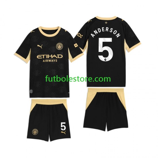 Segunda Equipación del Manchester City Elliot Anderson 5 2026-2027 Manga Corta para Niño (Camiseta y pantalón)