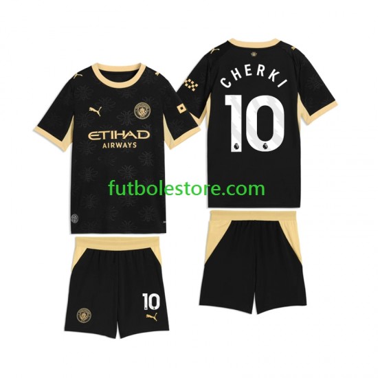 Segunda Equipación del Manchester City Rayan Cherki 10 2026-2027 Manga Corta para Niño (Camiseta y pantalón)