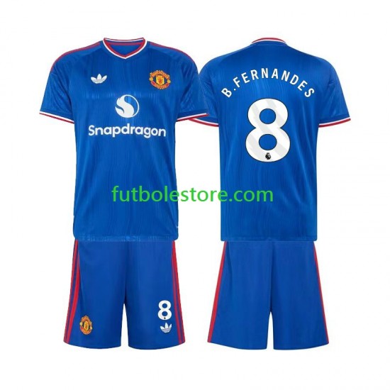 Segunda Equipación del Manchester United Bruno Fernandes 8 2026-2027 Manga Corta para Niño (Camiseta y pantalón)