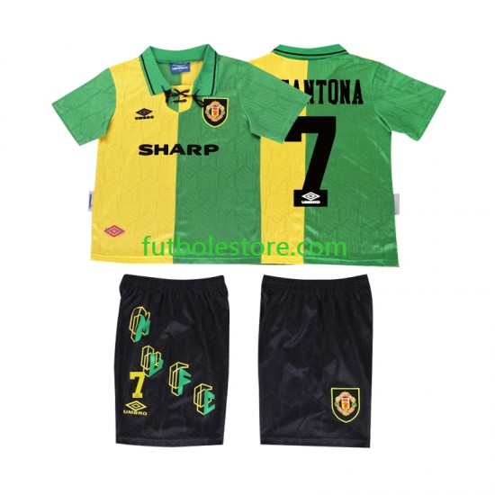 Tercera Equipación del Manchester United CANTONA 7 Retro 1992 1994 Manga Corta para Niño (Camiseta y pantalón)
