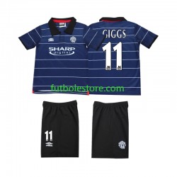 Segunda Equipación del Manchester United GIGGS 11 Retro 1999 2000 Manga Corta para Niño (Camiseta y pantalón)