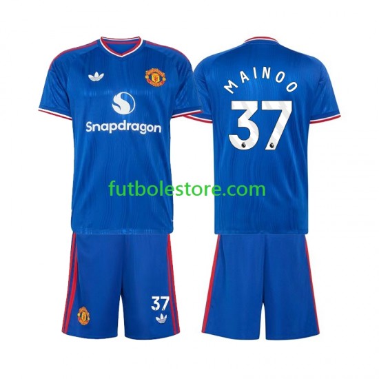 Segunda Equipación del Manchester United Kobbie Mainoo 37 2026-2027 Manga Corta para Niño (Camiseta y pantalón)
