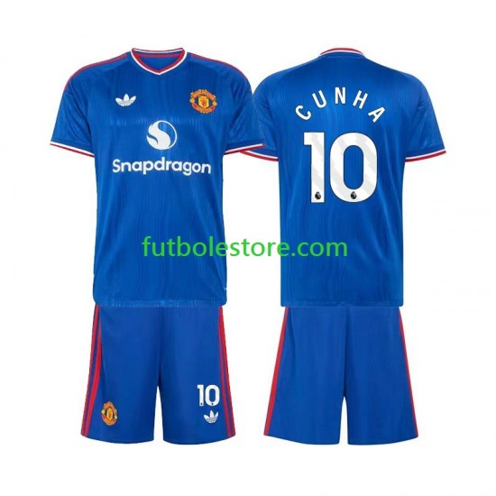 Segunda Equipación del Manchester United Matheus Cunha 10 2026-2027 Manga Corta para Niño (Camiseta y pantalón)