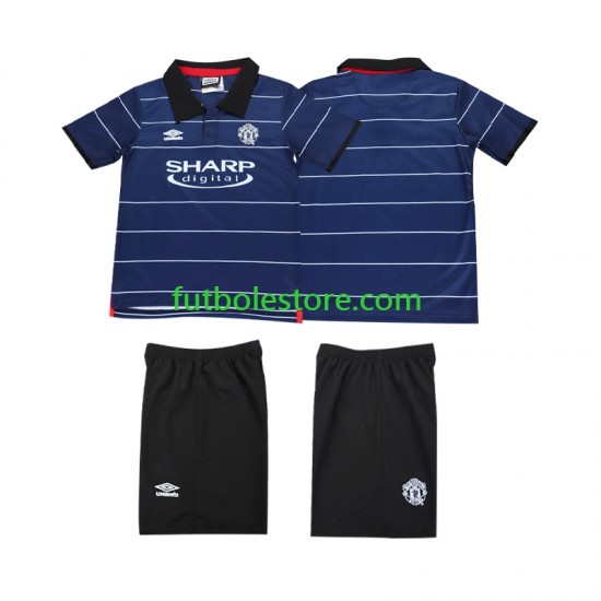 Segunda Equipación del Manchester United Retro 1999 2000 Manga Corta para Niño (Camiseta y pantalón)