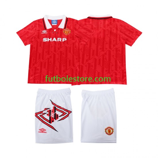 Primera Equipación del Manchester United Retro 1993 1994 Manga Corta para Niño (Camiseta y pantalón)