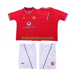 Primera Equipación del Manchester United Retro 2000 2002 Manga Corta para Niño (Camiseta y pantalón)