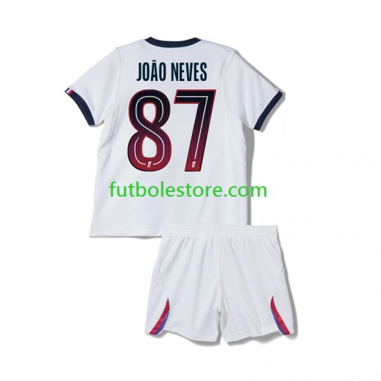 Segunda Equipación del Paris Saint-Germain Joao Neves 87 2026-2027 Manga Corta para Niño (Camiseta y pantalón)