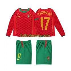 Primera Equipación del Portugal Cristiano Ronaldo 17 Retro 2004 ML para Niño (Camiseta y pantalón)