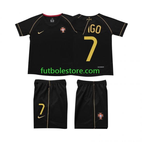 Segunda Equipación del Portugal FIGO 7 Retro 2006 Manga Corta para Niño (Camiseta y pantalón)