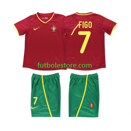 Primera Equipación del Portugal FIGO 7 Retro 2002 Manga Corta para Niño (Camiseta y pantalón)