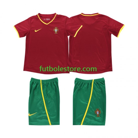 Primera Equipación del Portugal Retro 2002 Manga Corta para Niño (Camiseta y pantalón)