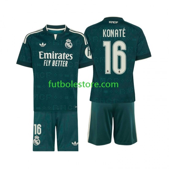 Segunda Equipación del Real Madrid Ibrahima Konate 16 2026-2027 Manga Corta para Niño (Camiseta y pantalón)
