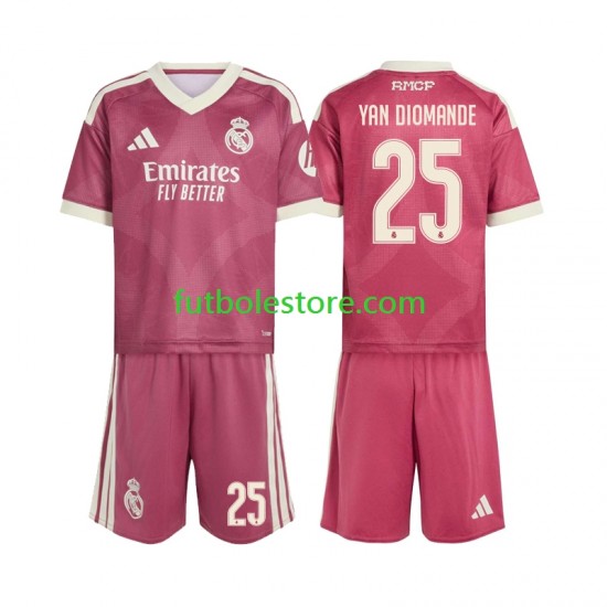 Tercera Equipación del Real Madrid Yan Diomande 25 2026-2027 Manga Corta para Niño (Camiseta y pantalón)