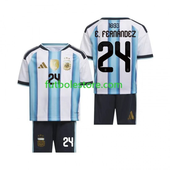 Primera Equipación del Argentina Enzo Fernandez 24 World Cup 2026 Manga Corta para Niño (Camiseta y pantalón)