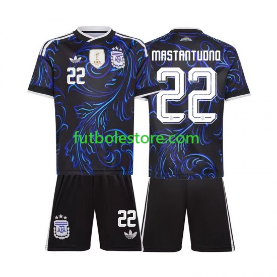 Segunda Equipación del Argentina Franco Mastantuono 22 World Cup 2026 Manga Corta para Niño (Camiseta y pantalón)