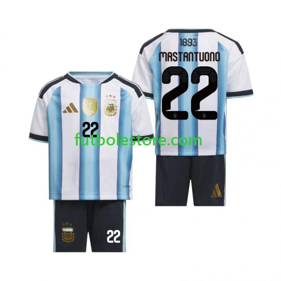 Primera Equipación del Argentina Franco Mastantuono 22 World Cup 2026 Manga Corta para Niño (Camiseta y pantalón)