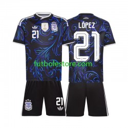 Segunda Equipación del Argentina Jose Manuel Lopez 21 World Cup 2026 Manga Corta para Niño (Camiseta y pantalón)