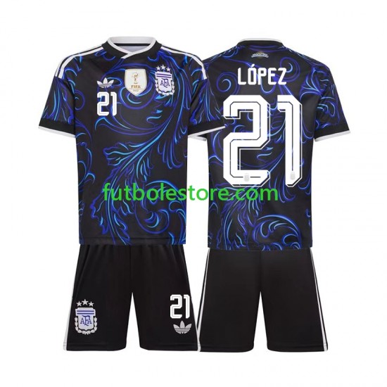 Segunda Equipación del Argentina Jose Manuel Lopez 21 World Cup 2026 Manga Corta para Niño (Camiseta y pantalón)