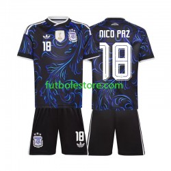 Segunda Equipación del Argentina Nico Paz 18 World Cup 2026 Manga Corta para Niño (Camiseta y pantalón)