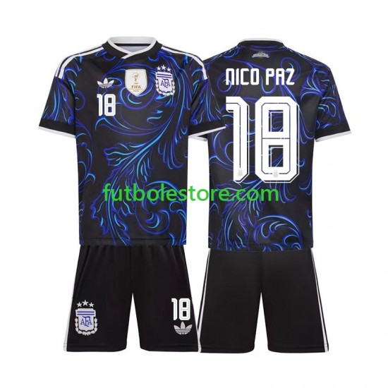Segunda Equipación del Argentina Nico Paz 18 World Cup 2026 Manga Corta para Niño (Camiseta y pantalón)