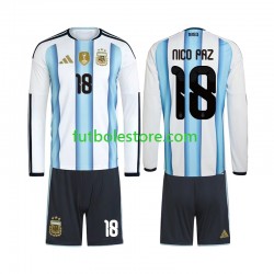 Primera Equipación del Argentina Nico Paz 18 World Cup 2026 ML para Niño (Camiseta y pantalón)