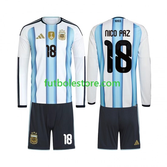 Primera Equipación del Argentina Nico Paz 18 World Cup 2026 ML para Niño (Camiseta y pantalón)
