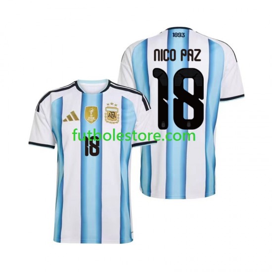 Primera Equipación del Argentina Nico Paz 18 World Cup 2026 Manga Corta para Hombre