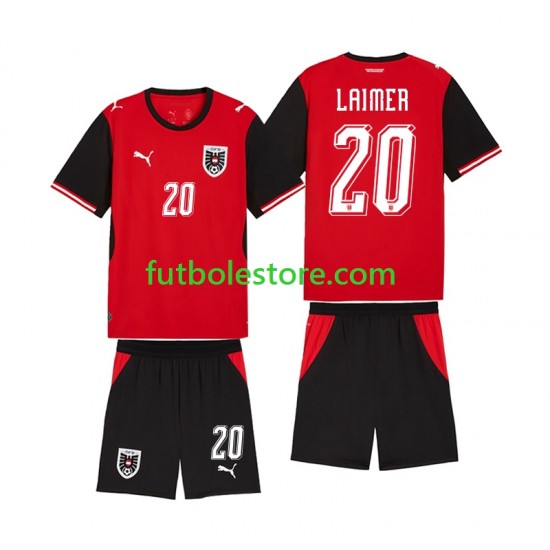 Primera Equipación del Austria Konrad Laimer 20 World Cup 2026 Manga Corta para Niño (Camiseta y pantalón)