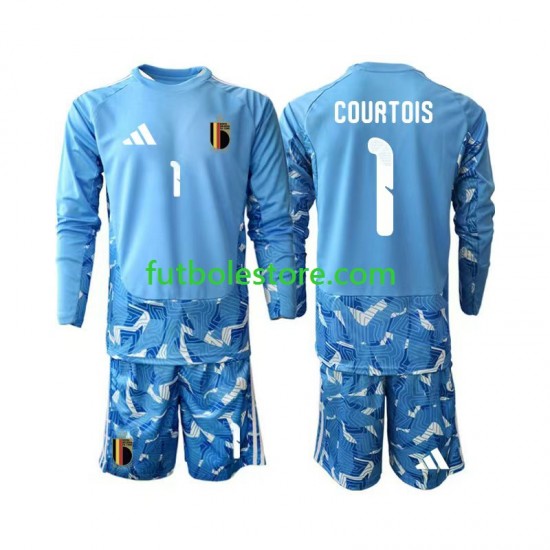 Primera Equipación del Bélgica Portero Thibaut Courtois 1 World Cup 2026 ML para Niño (Camiseta y pantalón)