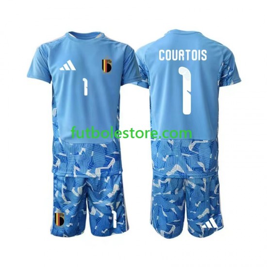 Primera Equipación del Bélgica Portero Thibaut Courtois 1 World Cup 2026 Manga Corta para Niño (Camiseta y pantalón)
