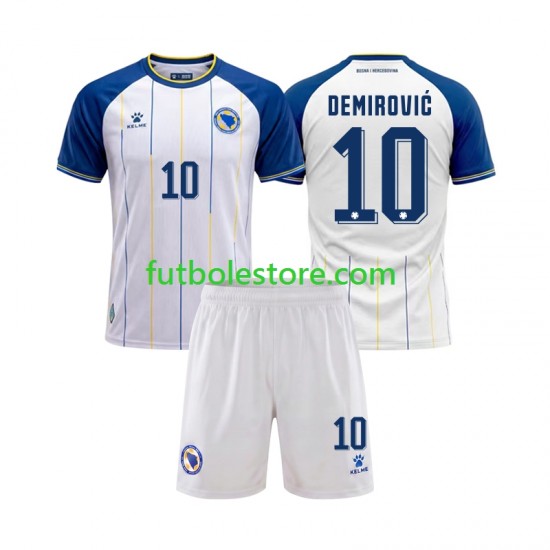 Segunda Equipación del Bosnia y Herzegovina Ermedin Demirovic 10 World Cup 2026 Manga Corta para Niño (Camiseta y pantalón)