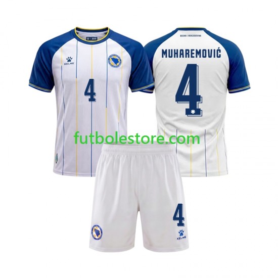 Segunda Equipación del Bosnia y Herzegovina Tarik Muharemovic 4 World Cup 2026 Manga Corta para Niño (Camiseta y pantalón)